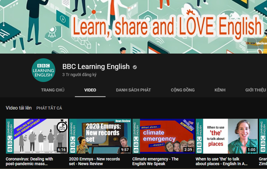 Kênh Youtube học tiếng Anh miễn phí