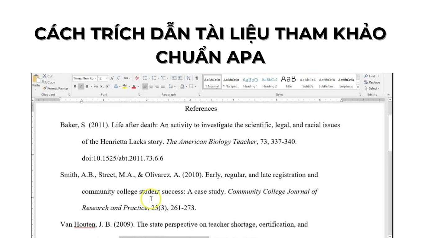 Trích dẫn tài liệu tham khảo chuẩn APA